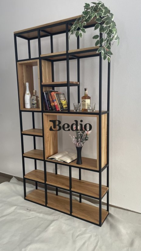 Regál dubovo - kovový